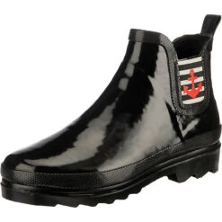 Maritim Shiny Rubber Chelsea, Gummistiefellette Mit Easy Entry - Schwarz