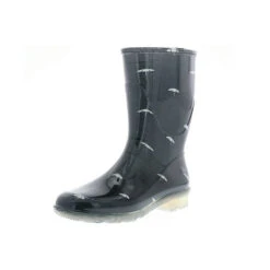 Damen Gummistiefel Regenschuhe Stiefeletten Kurzschaft Regenschirm Schwarz - Schwarz