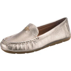 Coach Marley Metallic Leather Driver Loafers - Champagner
