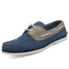 Herren Bootsschuhe Vicentina Camel Und Blaues Nubukleder - Blau