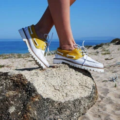 Damen Bootsschuhe Quirimbas Leder Gelb Und Weiß - Weiß -Mode-Sneaker-Shop 27313013 07