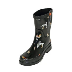 Gummistiefel Waldi Halbschaft Mit Hunde Motiv - Schwarz